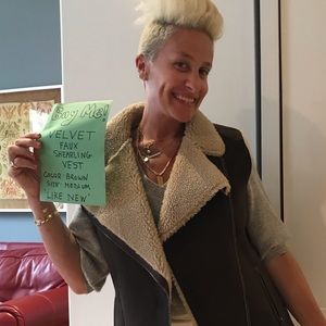 Velvet by graham&spencer faux shearling moto vest